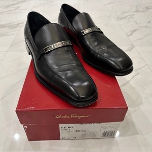 Salvatore Ferragamo Men’s Bilbo Black Leather Loafer Shoes Size 10 1/2 D